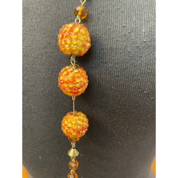 Women's Gold Orange Bead Necklace Earring Set GUC - Picture 4 of 8